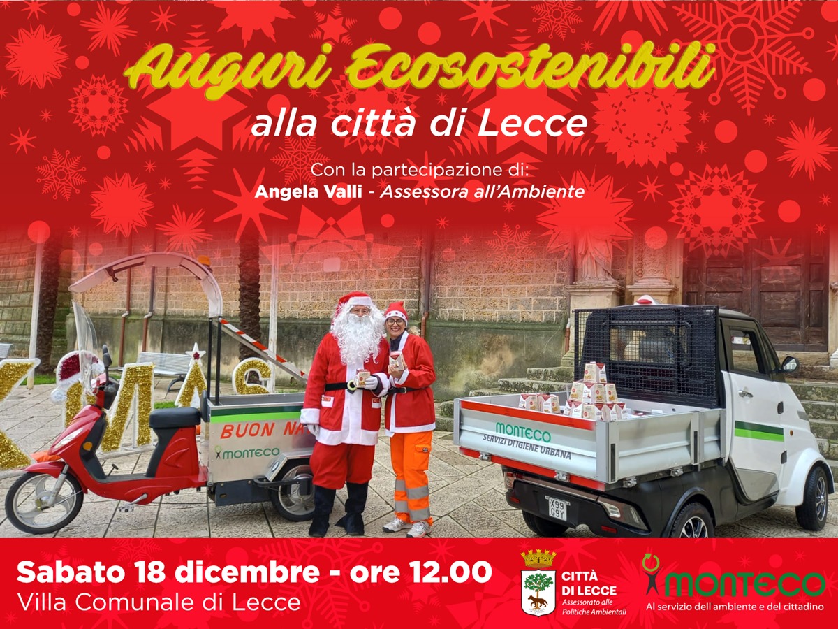 “Auguri Ecosostenibili” alla città di Lecce nelle giornate di sabato 18 e domenica 19 dicembre 2021
